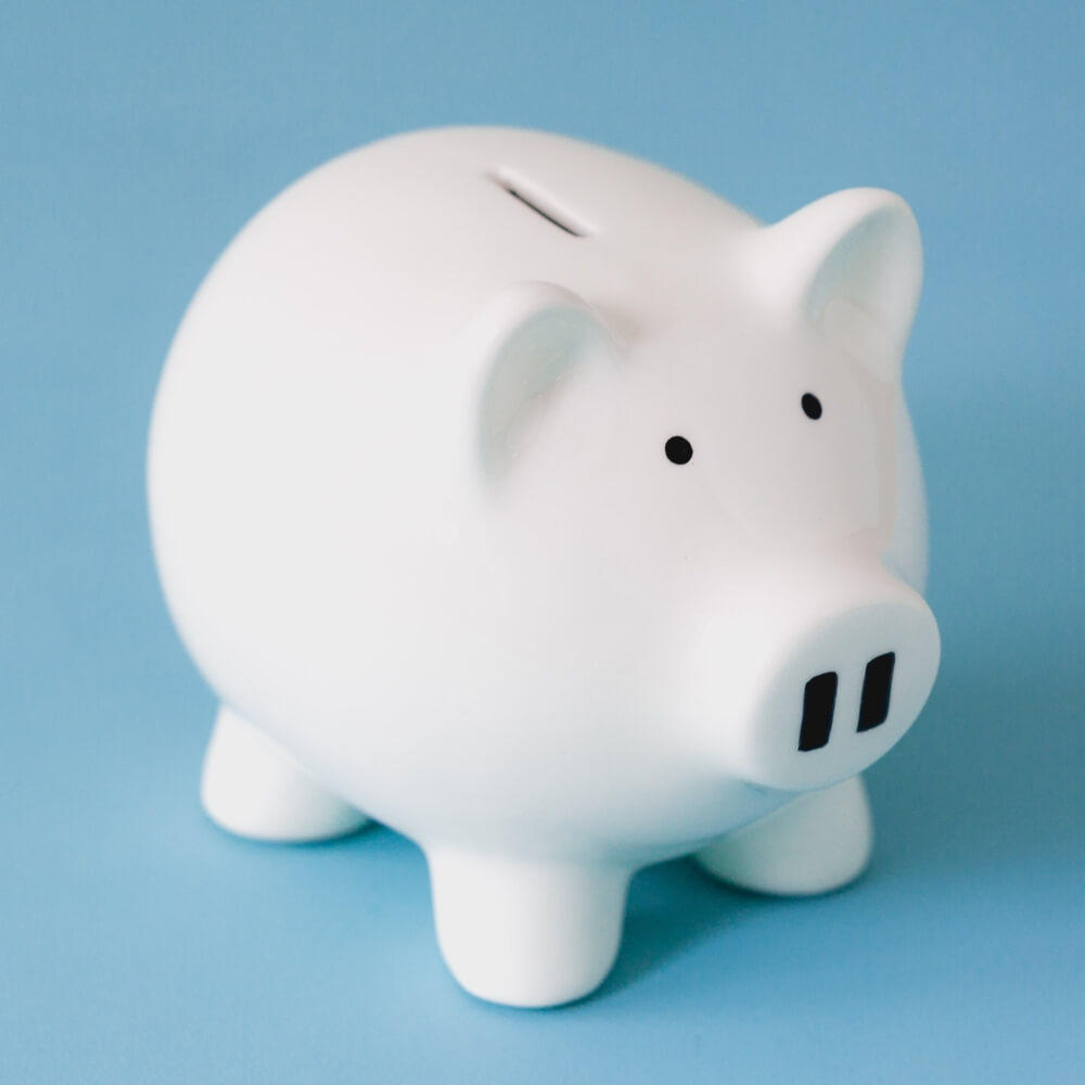 Piggy bank with blue background